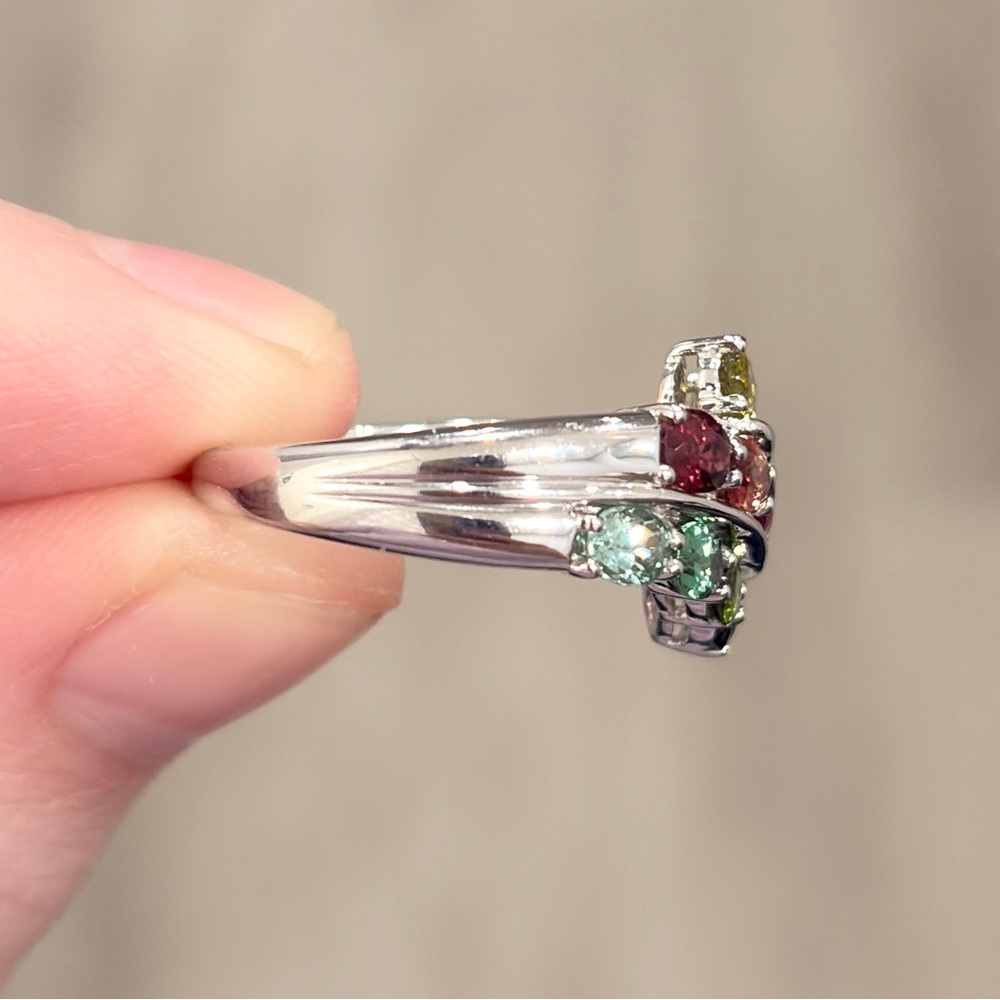 14K Tremonti Rainbow Tourmaline Ring Oval Cut Cluster Yellow Pink Green Blue 7.5 - Picture 12 of 15